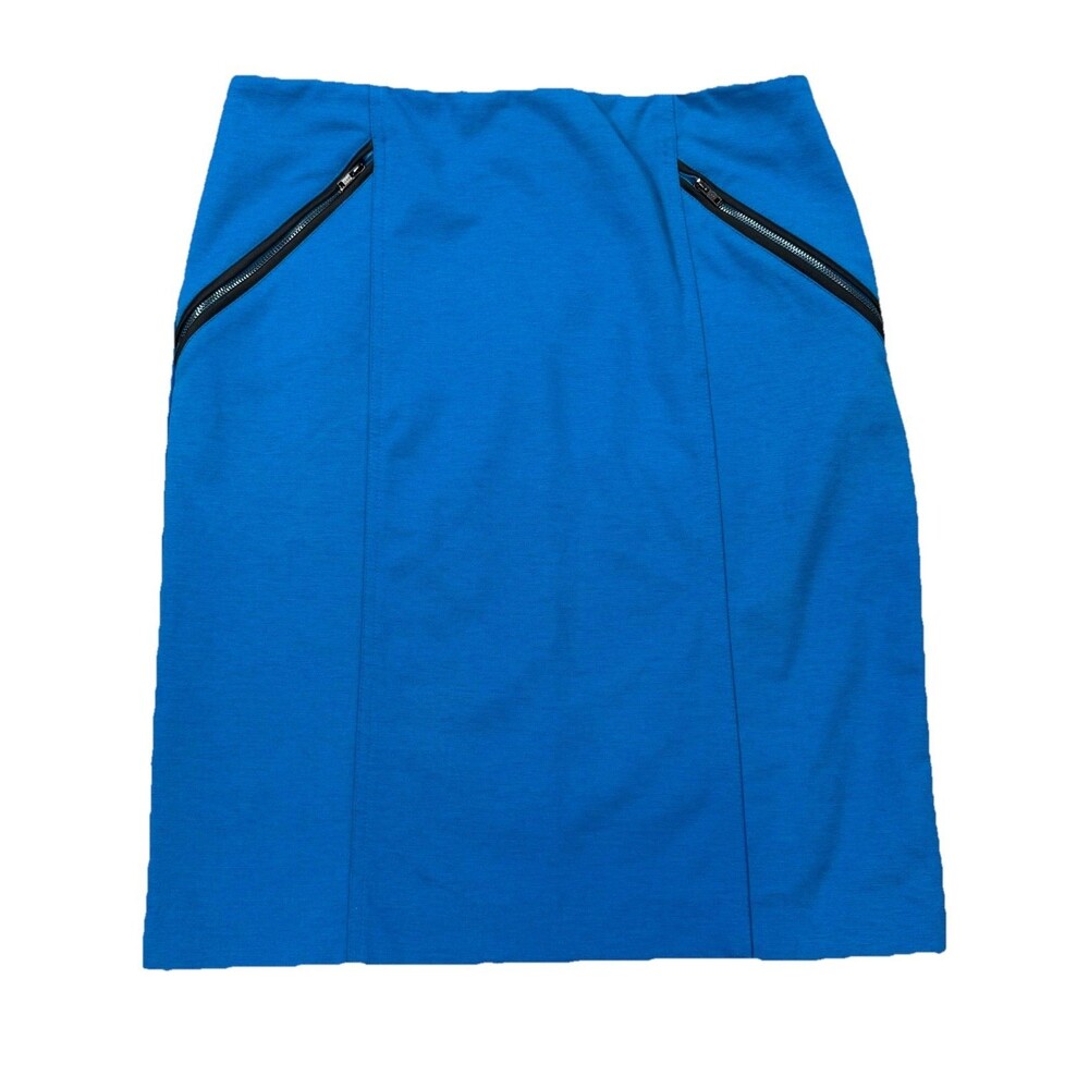 Womens Alfani Career Scuba Pencil Skirt Blue Size 10 Slant Zippers